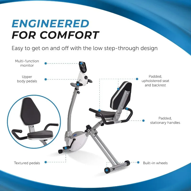 Stamina Recumbent Exercise Bike with Arm Workout - Fitness Bike with Smart Workout App - Recumbent Exercise Bike