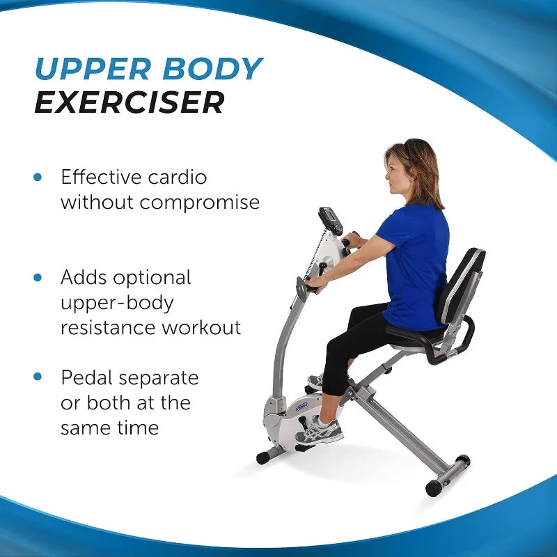 Stamina Recumbent Exercise Bike with Arm Workout - Fitness Bike with Smart Workout App - Recumbent Exercise Bike