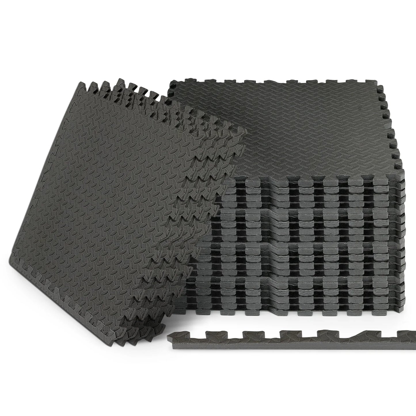 24 Pieces 1/2" Thick Puzzle Exercise Mat, EVA Foam Interlocking Tiles for Home Gym, 96 Square Feet, Black