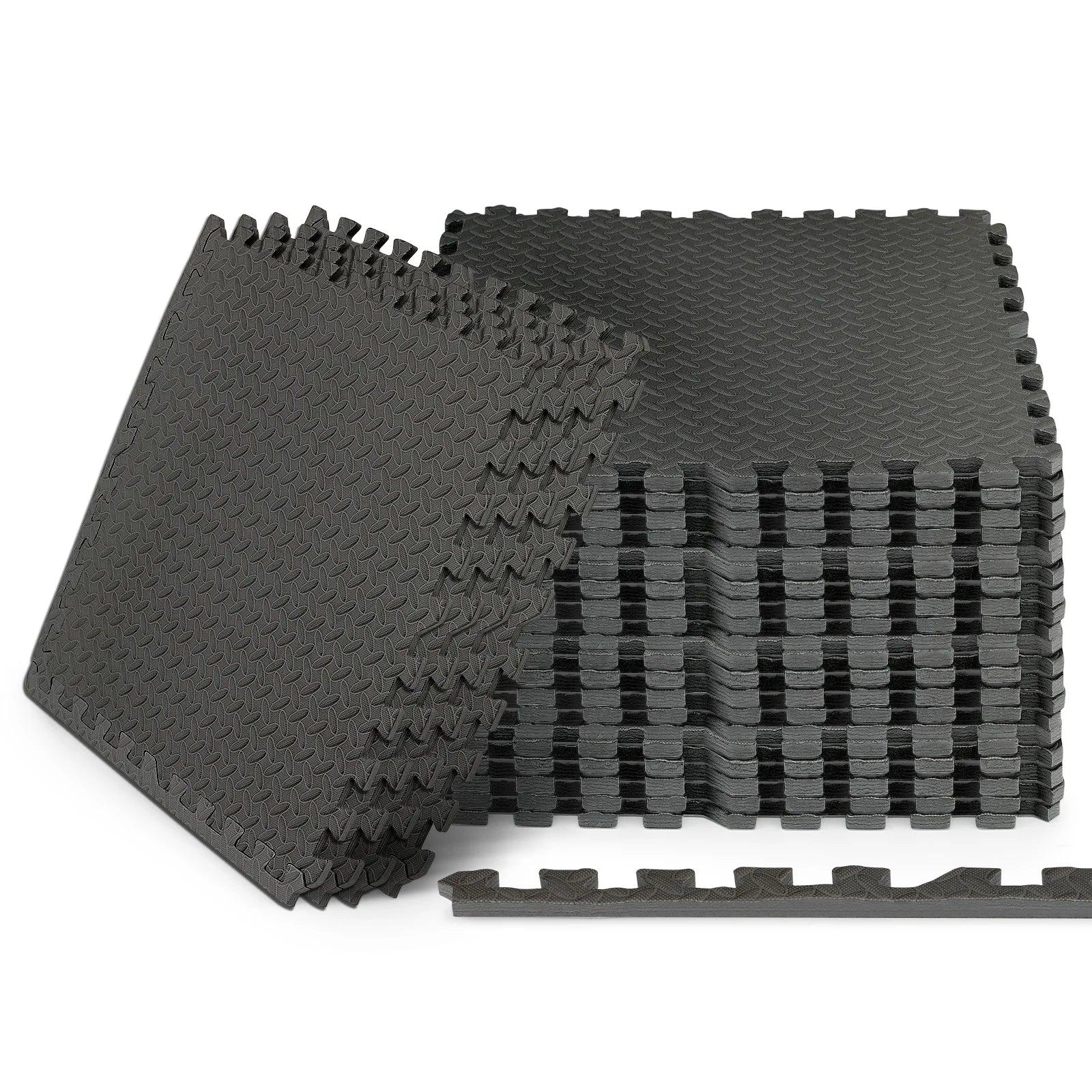 24 Pieces 1/2" Thick Puzzle Exercise Mat, EVA Foam Interlocking Tiles for Home Gym, 96 Square Feet, Black