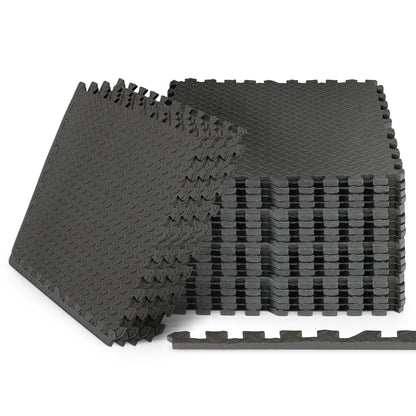 24 Pieces 1/2" Thick Puzzle Exercise Mat, EVA Foam Interlocking Tiles for Home Gym, 96 Square Feet, Black