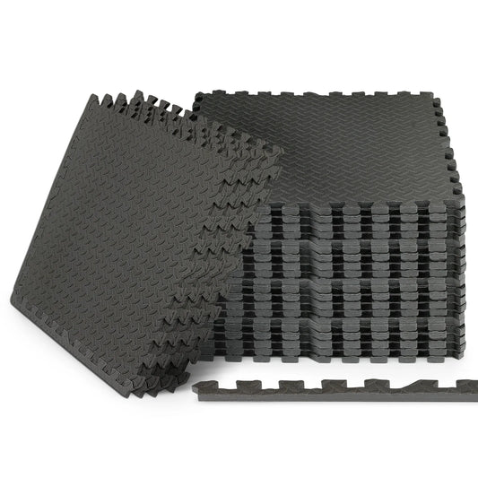 24 Pieces 1/2" Thick Puzzle Exercise Mat, EVA Foam Interlocking Tiles for Home Gym, 96 Square Feet, Black